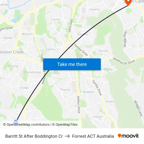 Barritt St After Boddington Cr to Forrest ACT Australia map