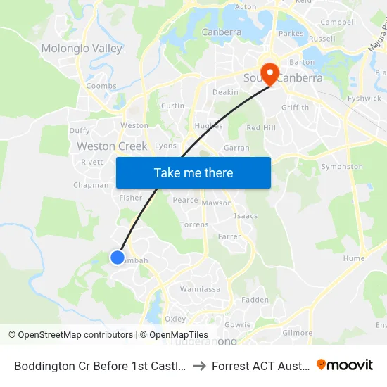 Boddington Cr Before 1st Castley Cct to Forrest ACT Australia map