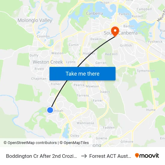 Boddington Cr After 2nd Crozier Cct to Forrest ACT Australia map