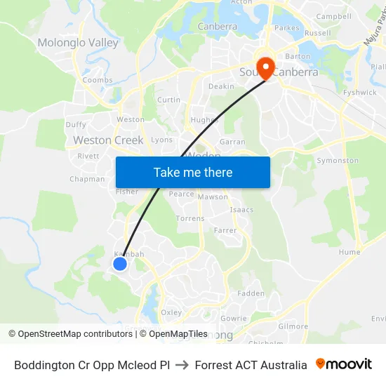Boddington Cr Opp Mcleod Pl to Forrest ACT Australia map