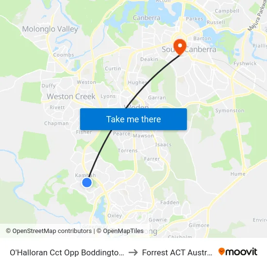 O'Halloran Cct Opp Boddington Cr to Forrest ACT Australia map