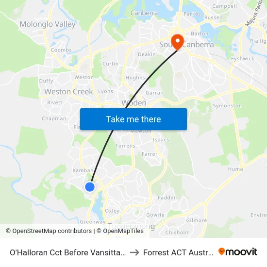 O'Halloran Cct Before Vansittart Cr to Forrest ACT Australia map
