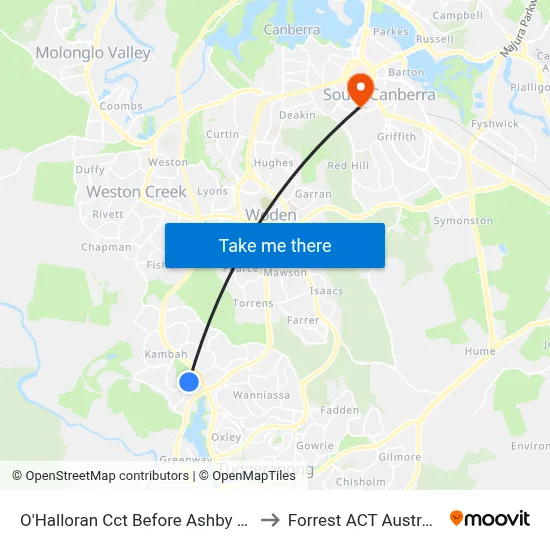 O'Halloran Cct Before Ashby Cct to Forrest ACT Australia map