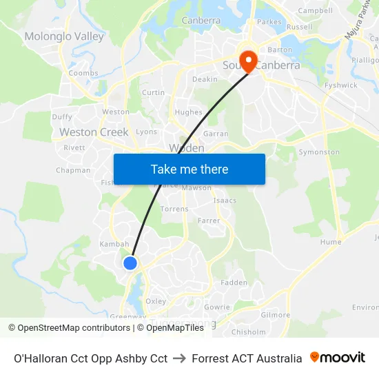 O'Halloran Cct Opp Ashby Cct to Forrest ACT Australia map