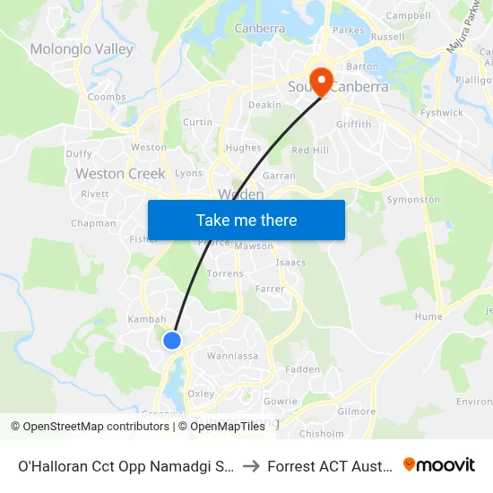 O'Halloran Cct Opp Namadgi School to Forrest ACT Australia map