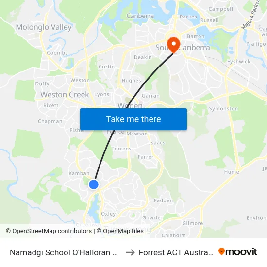 Namadgi School O'Halloran Cct to Forrest ACT Australia map