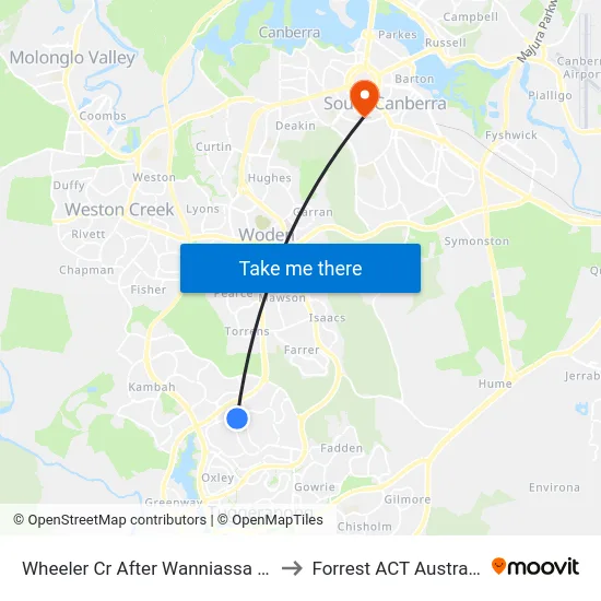 Wheeler Cr After Wanniassa Hs to Forrest ACT Australia map