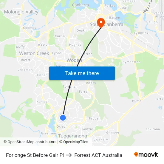 Forlonge St Before Gair Pl to Forrest ACT Australia map