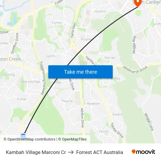 Kambah Village Marconi Cr to Forrest ACT Australia map