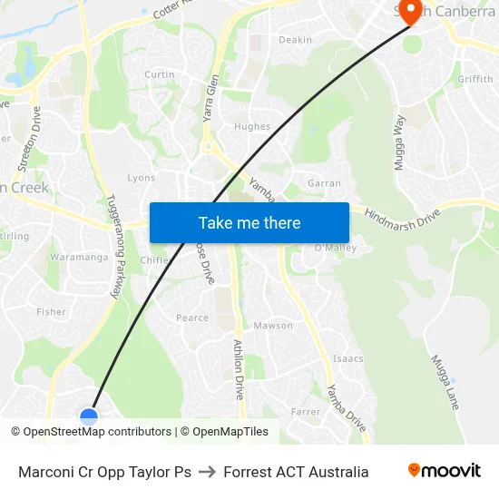 Marconi Cr Opp Taylor Ps to Forrest ACT Australia map