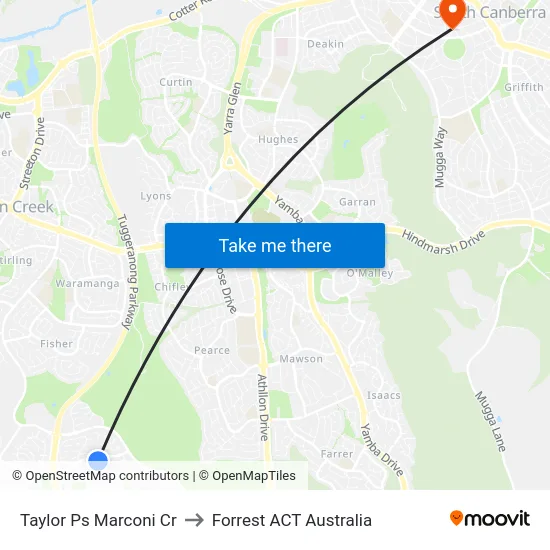 Taylor Ps Marconi Cr to Forrest ACT Australia map
