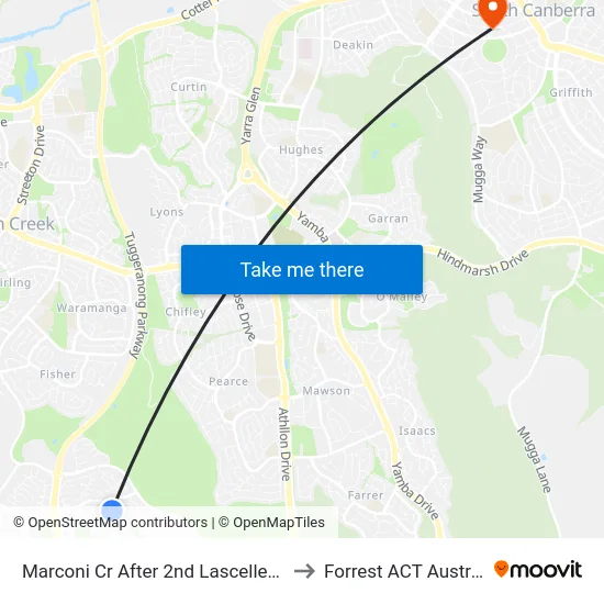 Marconi Cr After 2nd Lascelles Cct to Forrest ACT Australia map