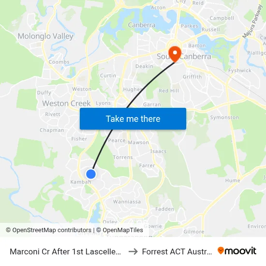 Marconi Cr After 1st Lascelles Cct to Forrest ACT Australia map