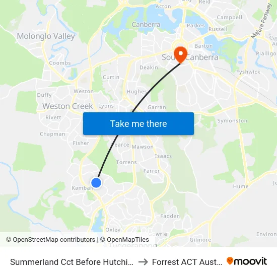 Summerland Cct Before Hutchison Cr to Forrest ACT Australia map