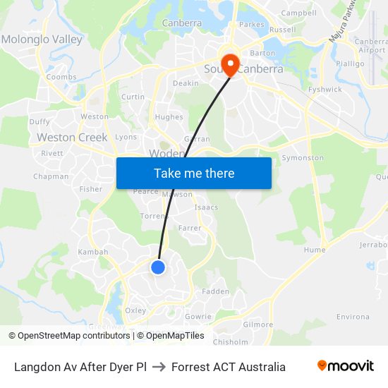 Langdon Av After Dyer Pl to Forrest ACT Australia map