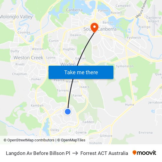 Langdon Av Before Billson Pl to Forrest ACT Australia map