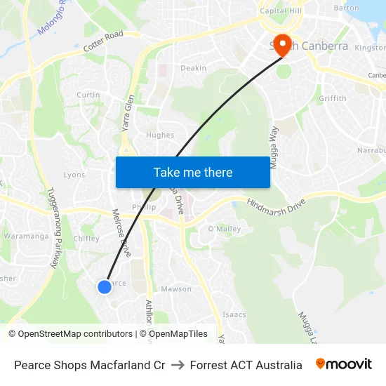 Pearce Shops Macfarland Cr to Forrest ACT Australia map