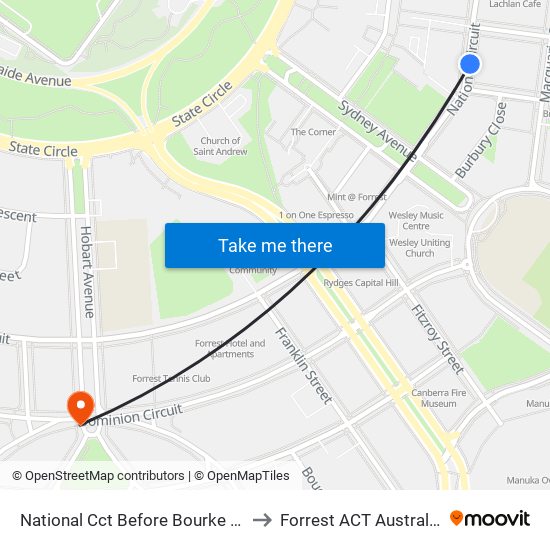 National Cct Before Bourke St to Forrest ACT Australia map