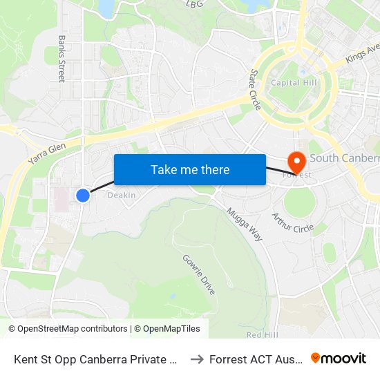Kent St Opp Canberra Private Hospital to Forrest ACT Australia map