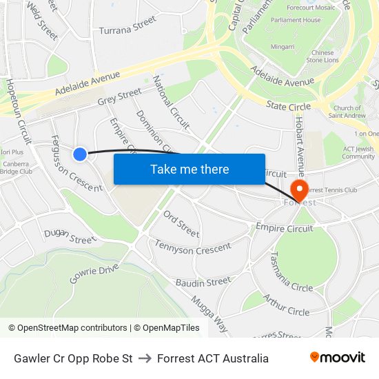 Gawler Cr Opp Robe St to Forrest ACT Australia map