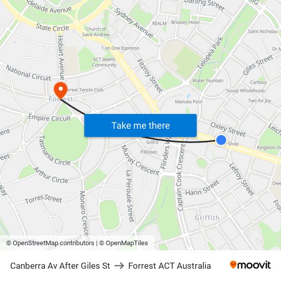 Canberra Av After Giles St to Forrest ACT Australia map