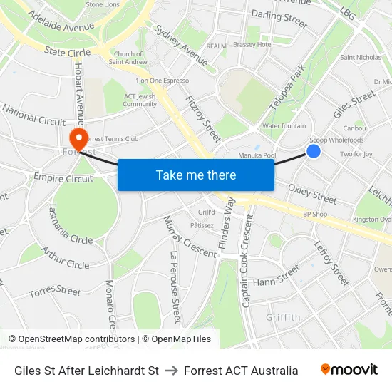 Giles St After Leichhardt St to Forrest ACT Australia map