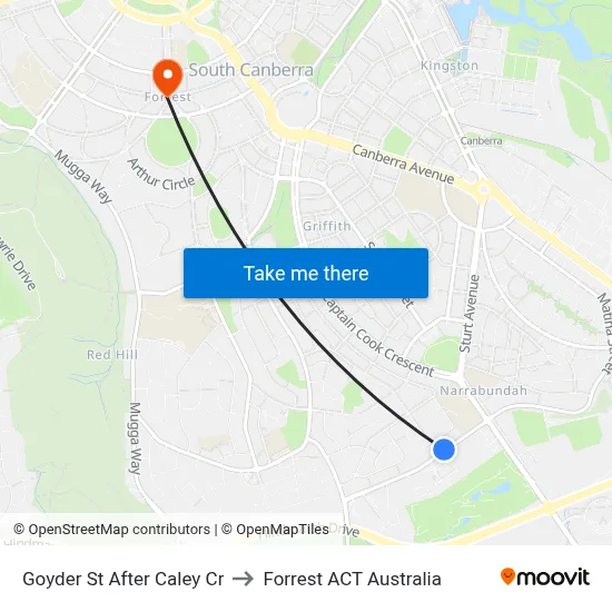 Goyder St After Caley Cr to Forrest ACT Australia map