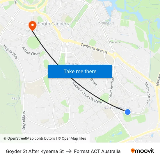 Goyder St After Kyeema St to Forrest ACT Australia map