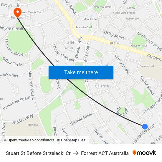 Stuart St Before Strzelecki Cr to Forrest ACT Australia map