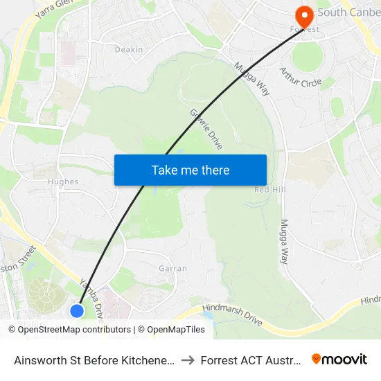 Ainsworth St Before Kitchener St to Forrest ACT Australia map