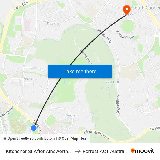 Kitchener St After Ainsworth St to Forrest ACT Australia map