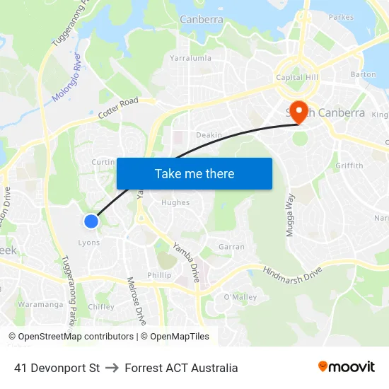 41 Devonport St to Forrest ACT Australia map