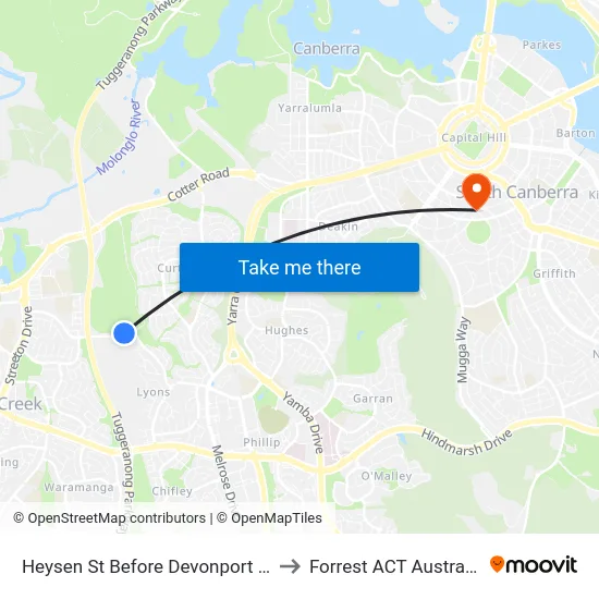 Heysen St Before Devonport St to Forrest ACT Australia map