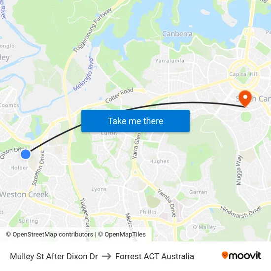 Mulley St After Dixon Dr to Forrest ACT Australia map