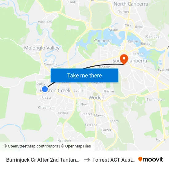 Burrinjuck Cr After 2nd Tantangara St to Forrest ACT Australia map