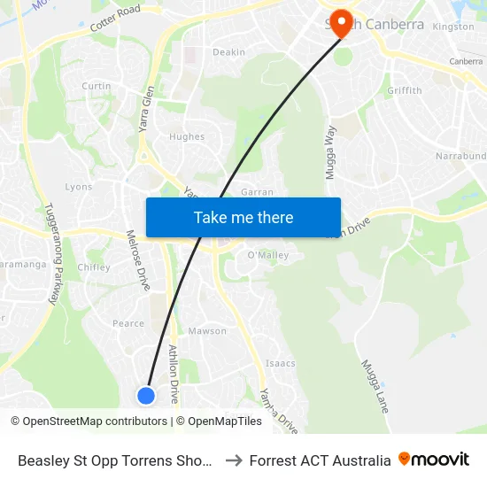 Beasley St Opp Torrens Shops to Forrest ACT Australia map