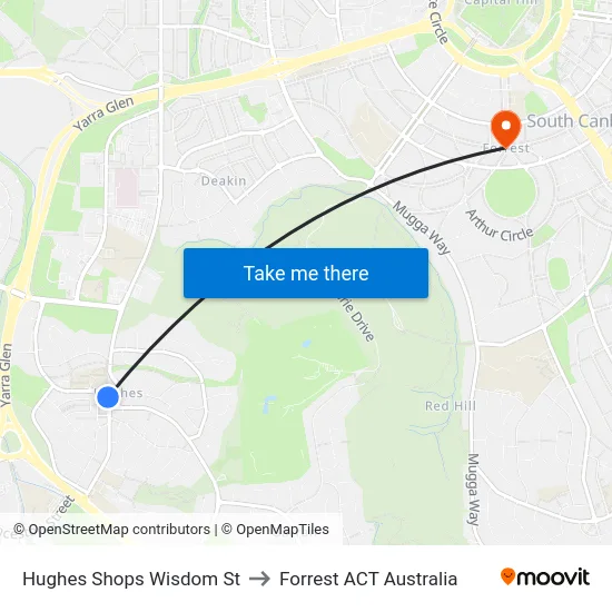 Hughes Shops Wisdom St to Forrest ACT Australia map