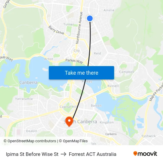 Ipima St Before Wise St to Forrest ACT Australia map