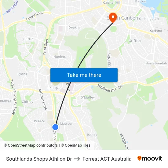 Southlands Shops Athllon Dr to Forrest ACT Australia map