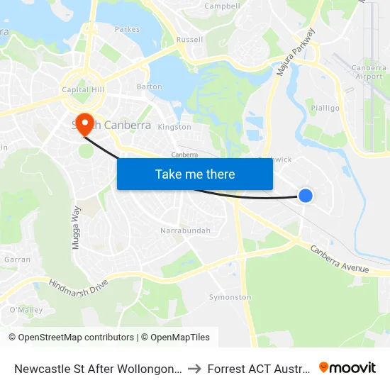 Newcastle St After Wollongong St to Forrest ACT Australia map