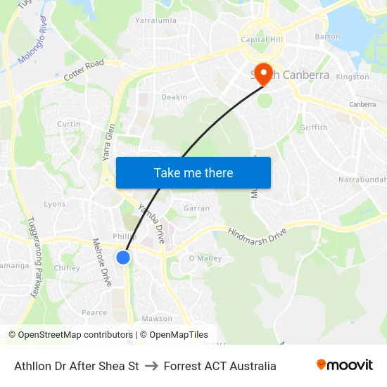 Athllon Dr After Shea St to Forrest ACT Australia map