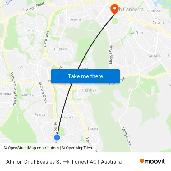 Athllon Dr at Beasley St to Forrest ACT Australia map