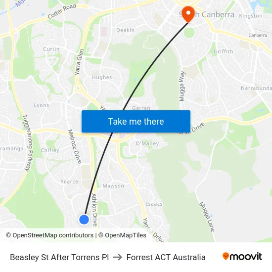 Beasley St After Torrens Pl to Forrest ACT Australia map