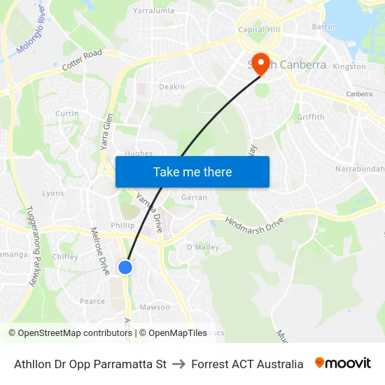 Athllon Dr Opp Parramatta St to Forrest ACT Australia map