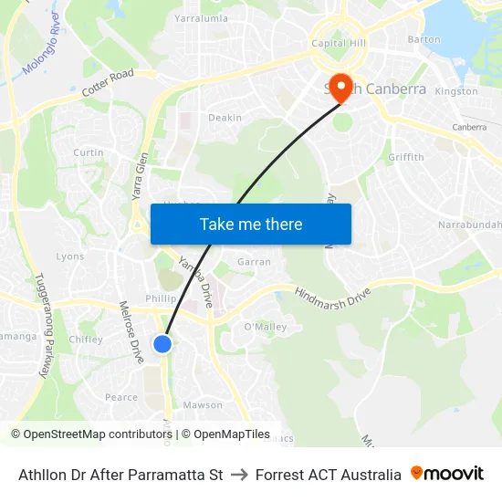 Athllon Dr After Parramatta St to Forrest ACT Australia map