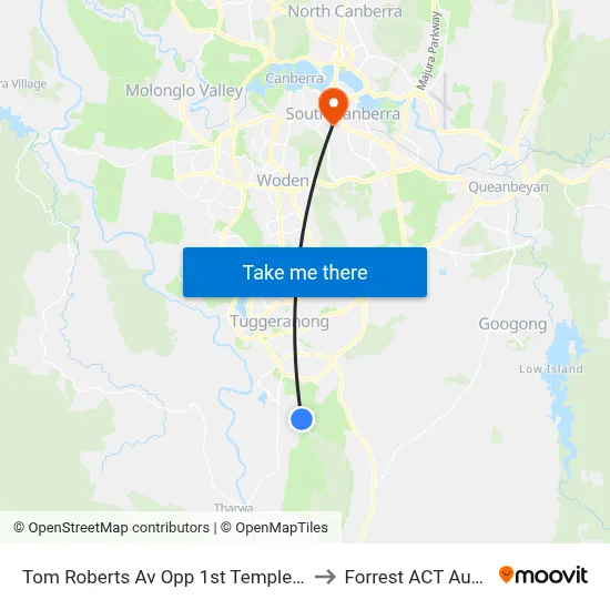 Tom Roberts Av Opp 1st Templestowe Av to Forrest ACT Australia map