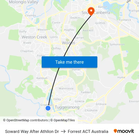 Soward Way After Athllon Dr to Forrest ACT Australia map