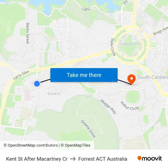 Kent St After Macartney Cr to Forrest ACT Australia map