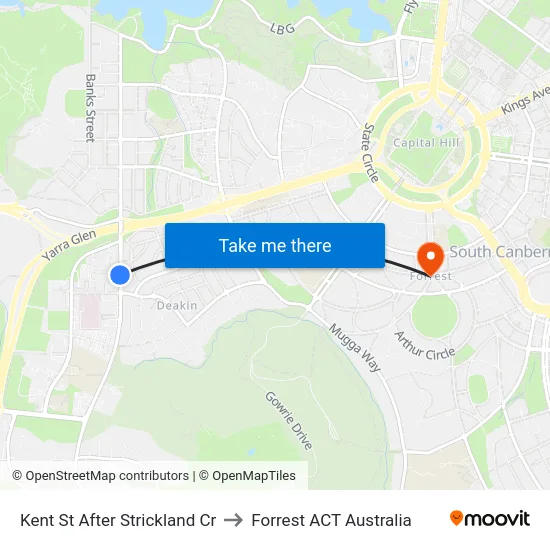 Kent St After Strickland Cr to Forrest ACT Australia map