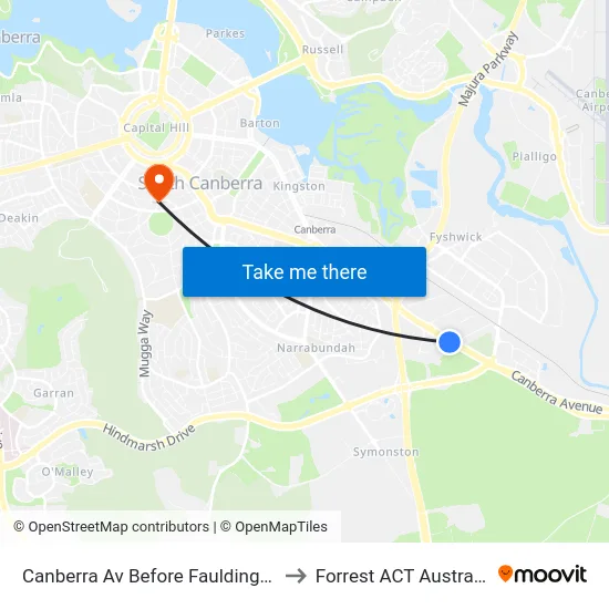 Canberra Av Before Faulding St to Forrest ACT Australia map